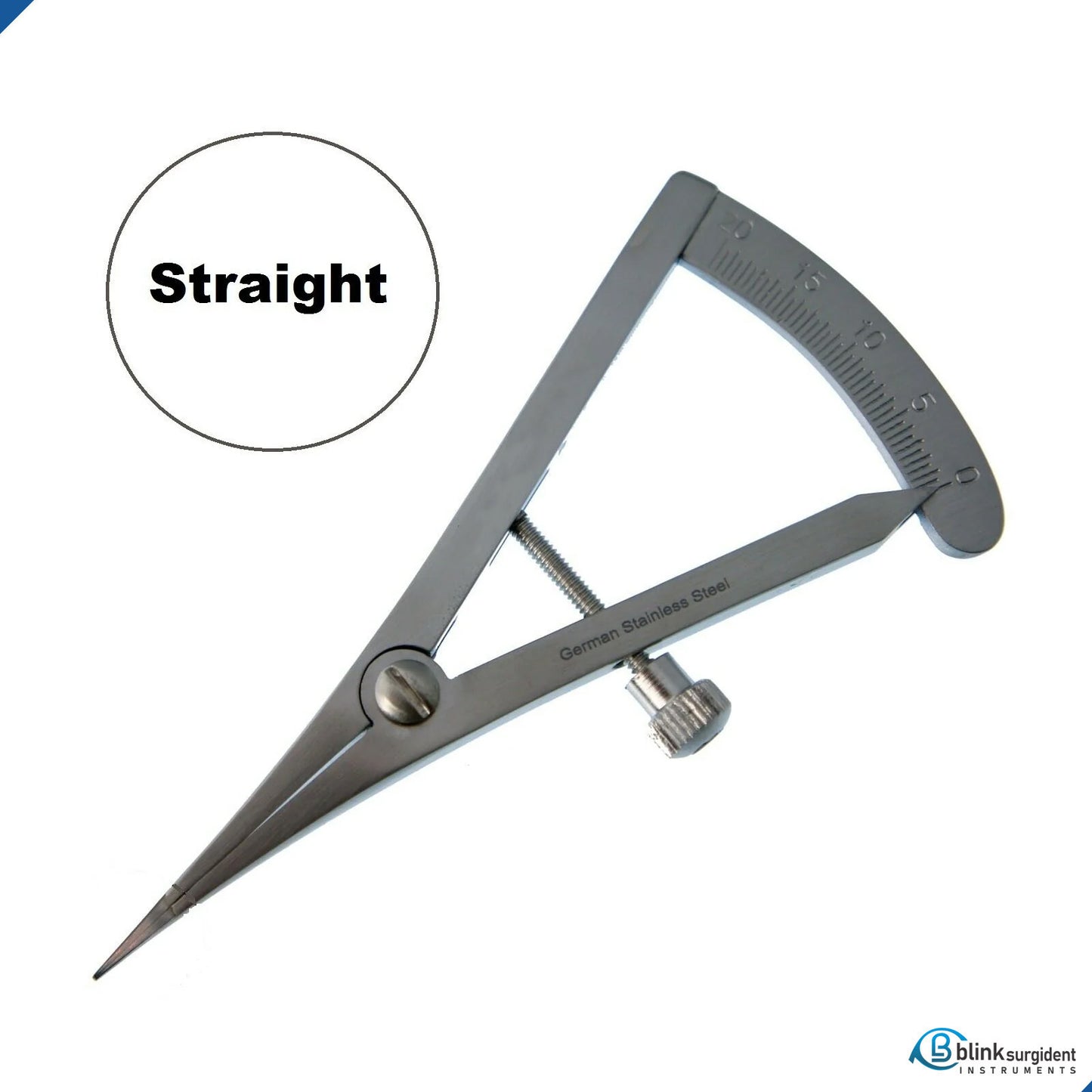 Castroviejo 20mm Calipers Curved Dental Orthopedic Measuring Instruments