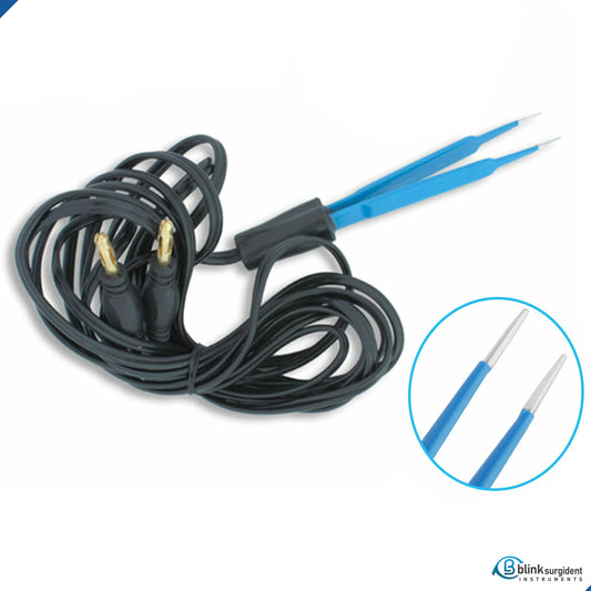 Bipolar Forceps European, Hemostats & Needle Holders Blue Forceps with 14CM long Cable